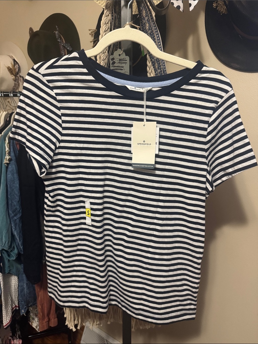 Navy and White Striped Short Sleeve Tee